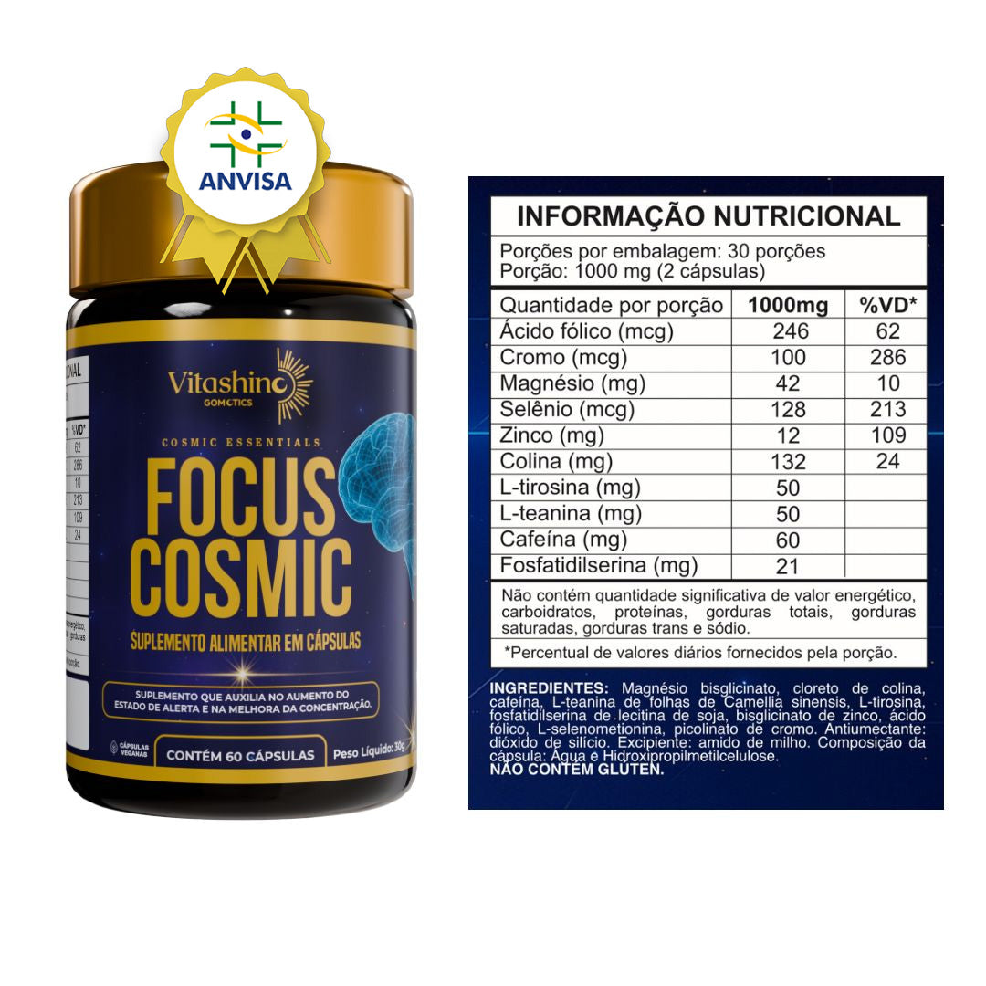 Focus Cosmic – Alta Performance Cognitiva com L-Tirosina + L-Teanina