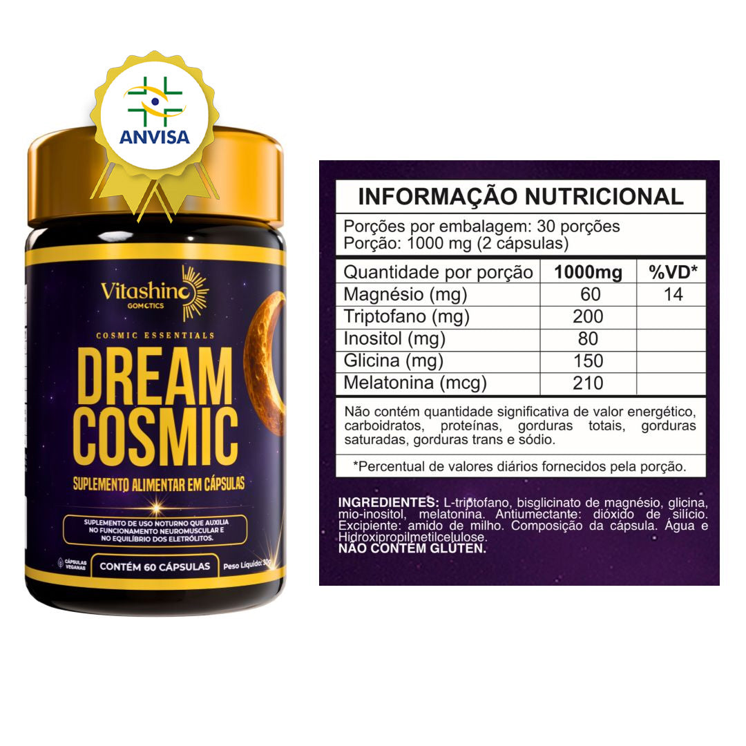Dream Cosmic – Suplemento para Sono Profundo, Relaxamento e Recuperação Mental