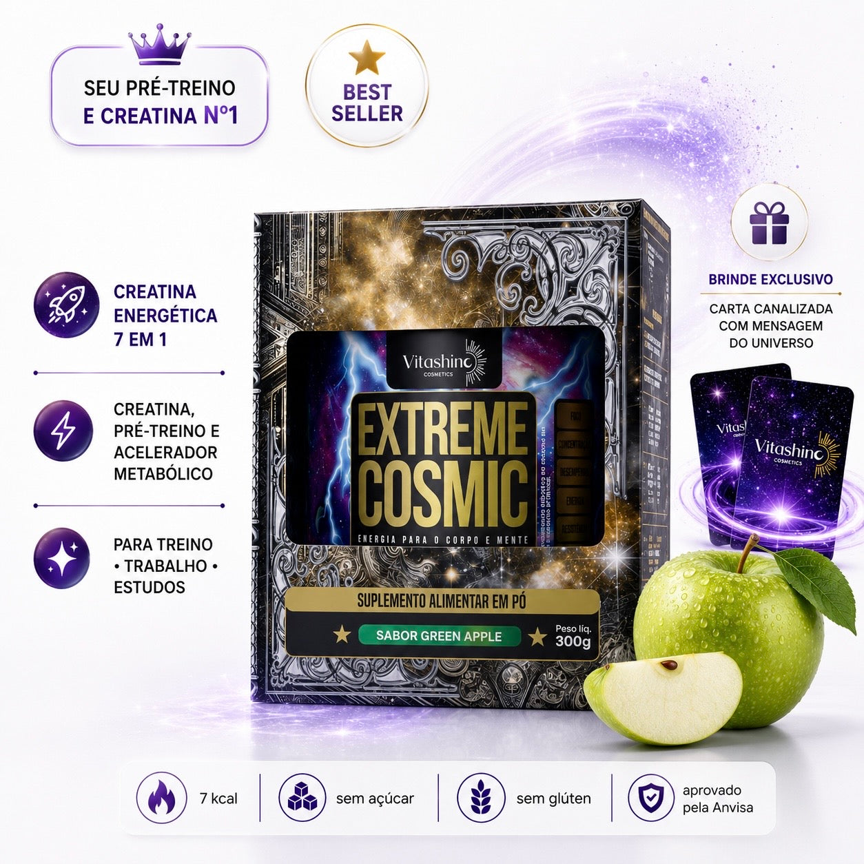 EXTREME COSMIC® 300g CREATINA ENERGÉTICA 7 EM 1 - Metabolismo + Energia