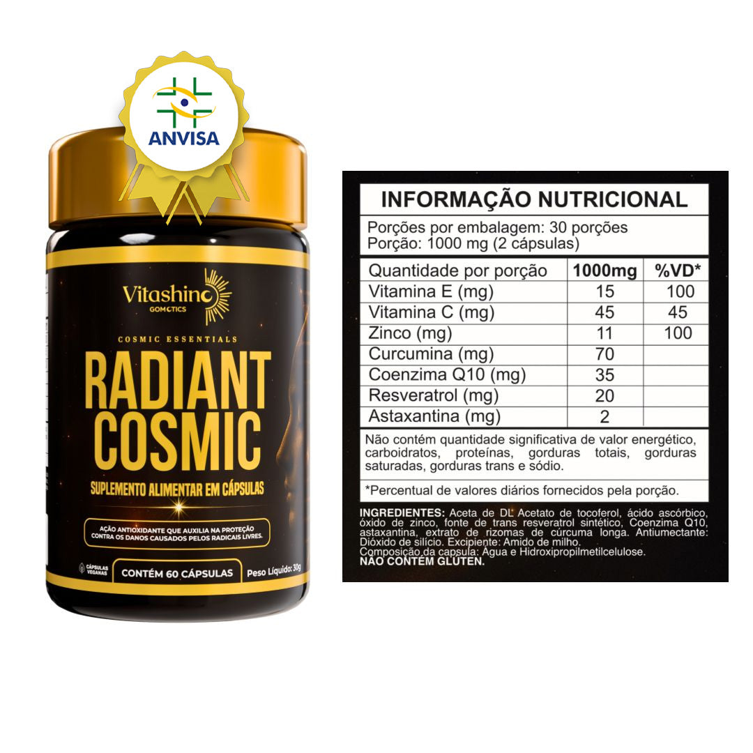 Radiant Cosmic – Antioxidante Avançado com Resveratrol, Coenzima Q10 e Astaxantina