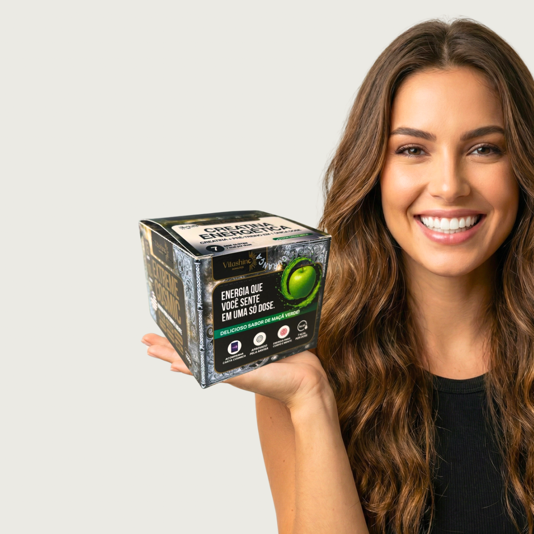Creatina Energética 7 em 1 | Maçã Verde | Display com 15 Sachês