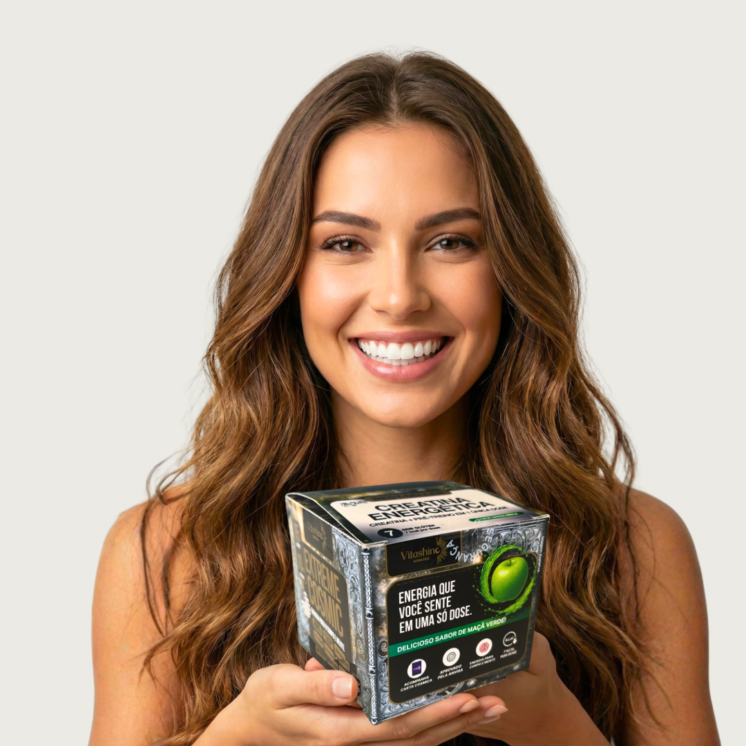 Creatina Energética 7 em 1 | Maçã Verde | Display com 15 Sachês